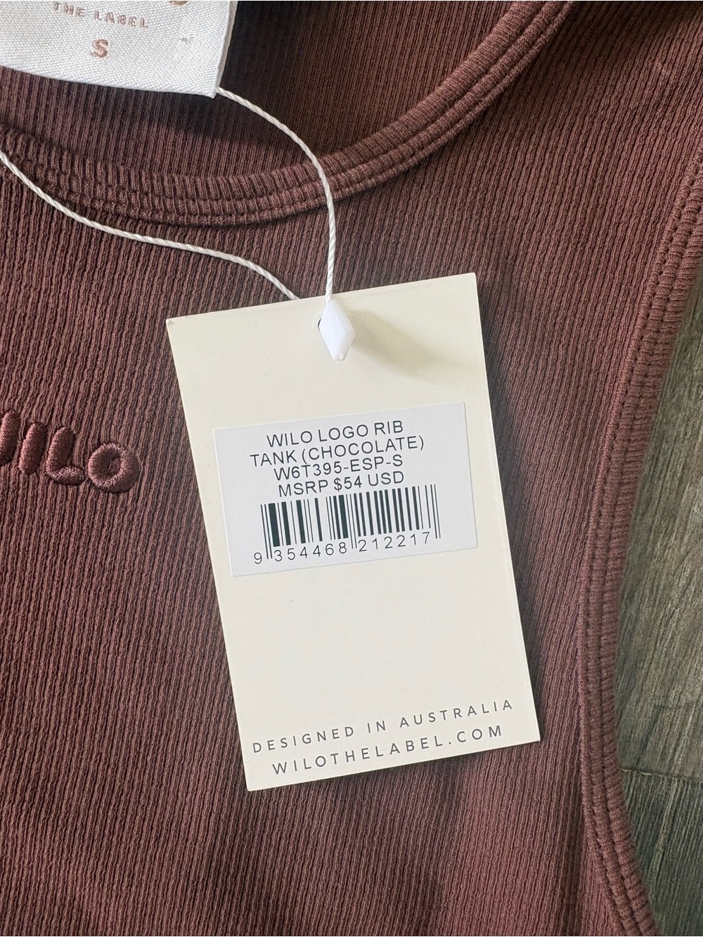 Wilo the Label Wilo Logo Rib Tank - Size Small Chocolate NEW! - Picture 3 of 5
